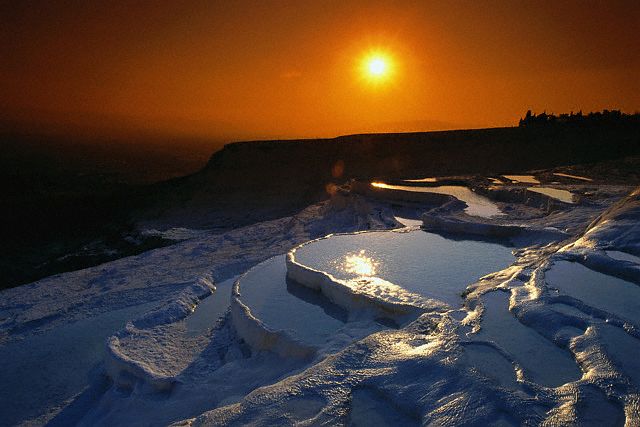 Sunset at Travertine Terrace Pools