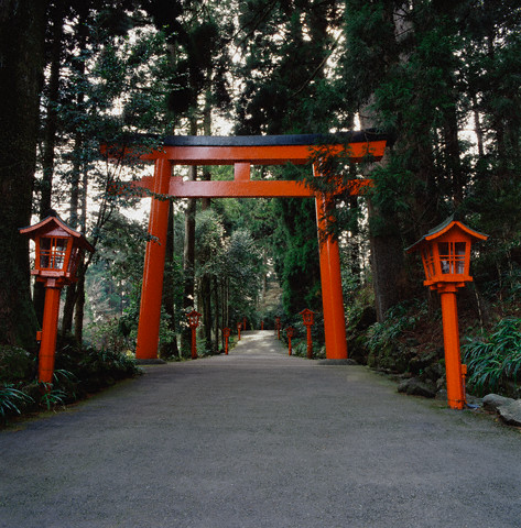 The entrance to an Asian temple