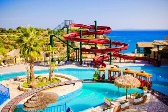 Zakynthos, Miro Zante Imperial Resort & Water Park, piscina, tobogane, mare